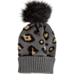 Bonnet Leopard Pompon en Acrylique