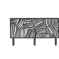 Bordure de jardin métal design feuillage ajouré noir 50xH20 cm
