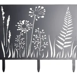 Bordure de jardin métal gris motif végétal ajouré L50xH43cm < Gifi
