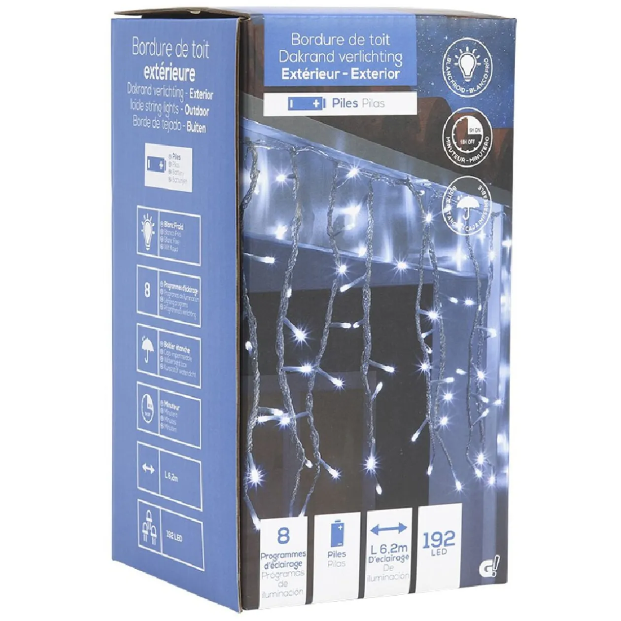 Bordure de toit lumineuse extérieur 192 LED blanches