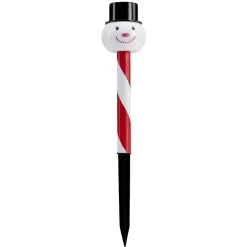 Borne solaire 1 LED Noël rouge et blanc H35cm (2 modèles)