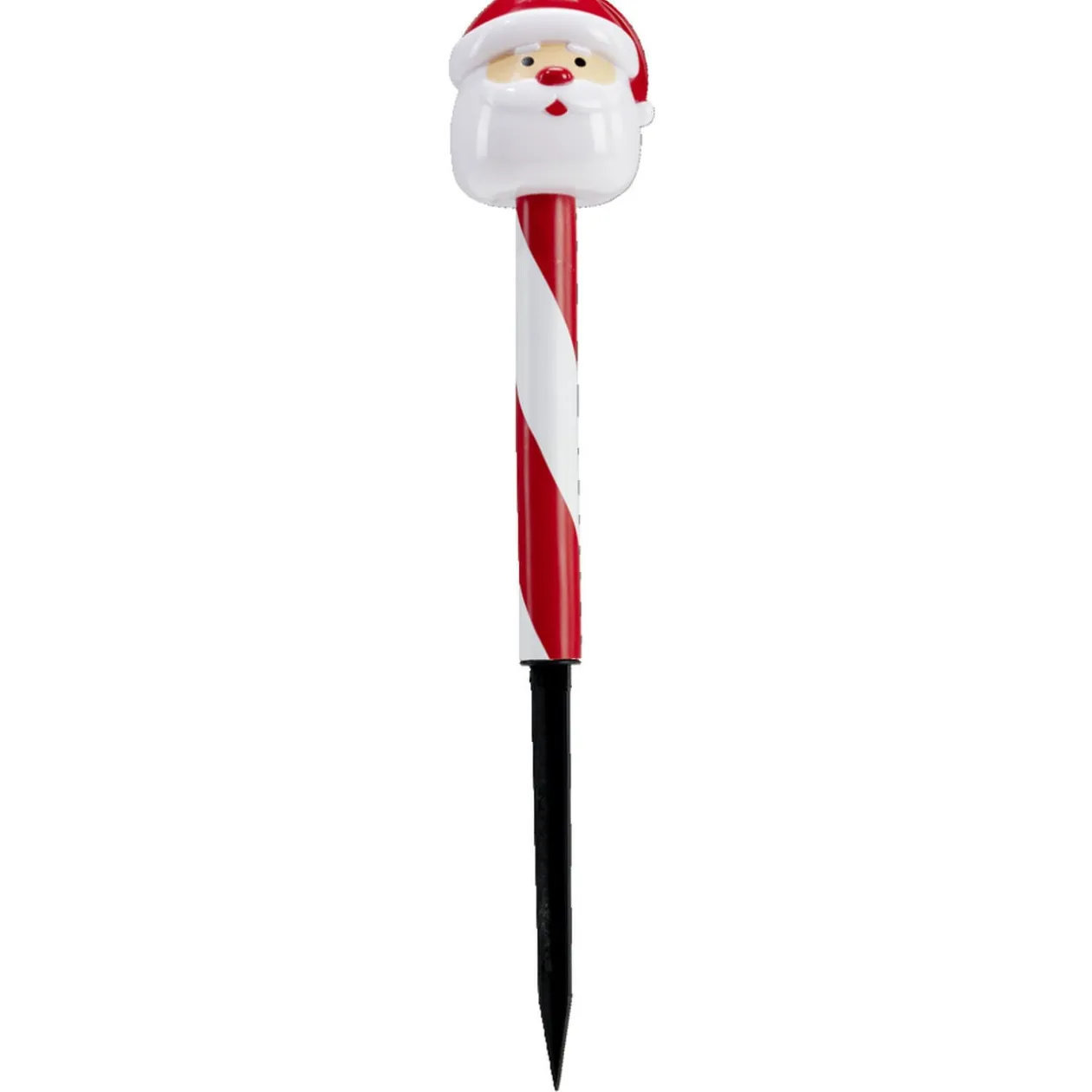Borne solaire 1 LED Noël rouge et blanc H35cm (2 modèles)