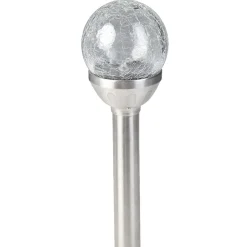 Borne solaire métal boule verre Ø8xH34cm