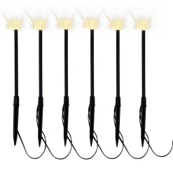Borne solaire pique à planter x8 en plastique noir forme ampoule Ø7,5xH30,5cm