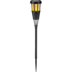 Borne solaire à planter effet flamme plastique et bambou noir Ø7xH50cm < Gifi