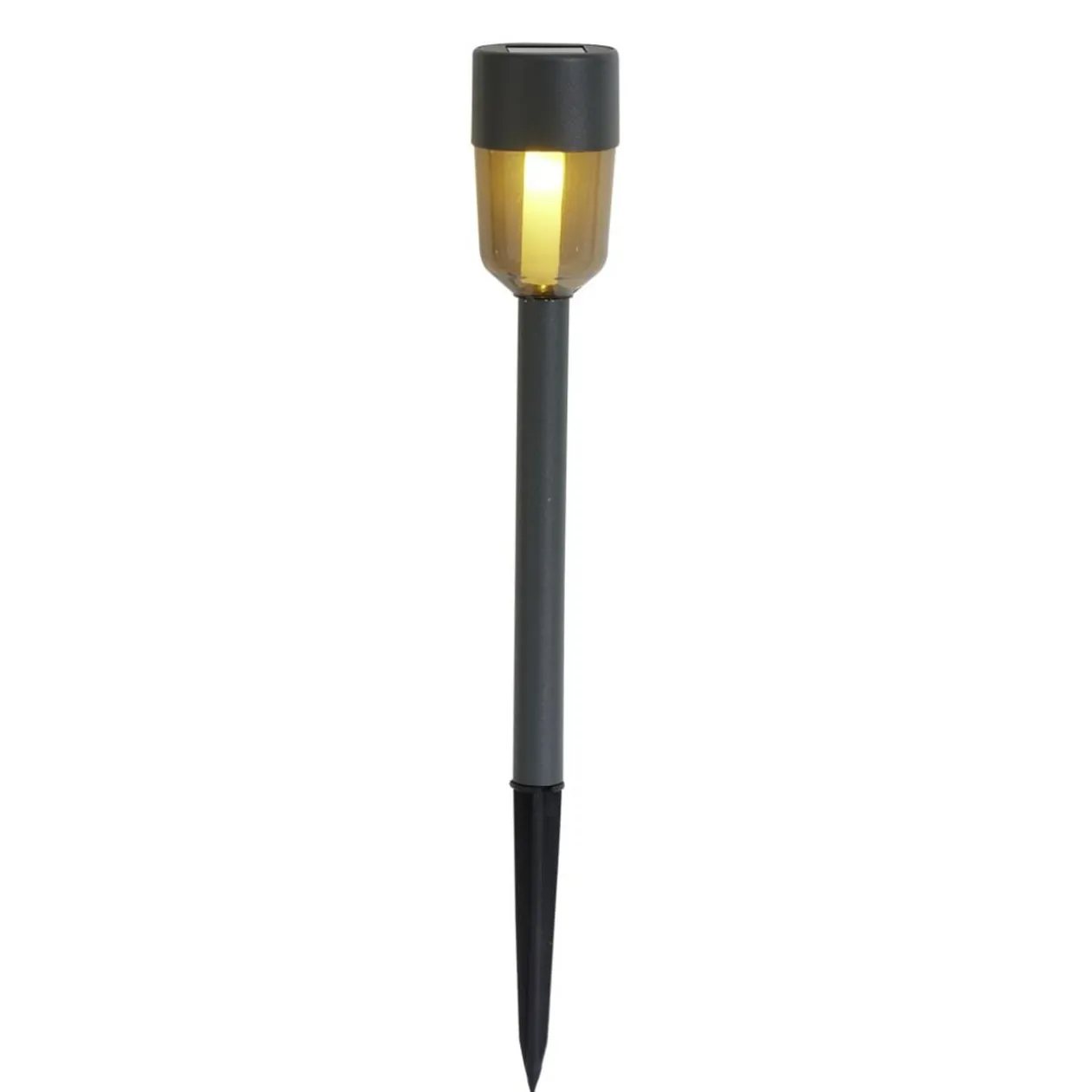 Borne solaire à planter métal gris fumé Ø5xH34cm