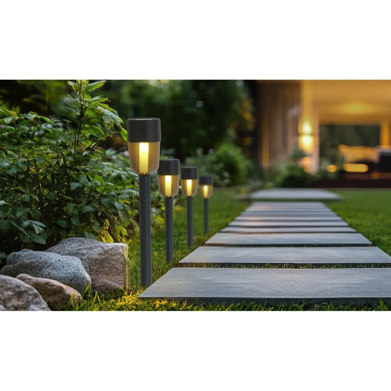 Borne solaire à planter métal gris fumé Ø5xH34cm