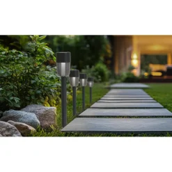 Borne solaire à planter métal gris fumé Ø5xH34cm