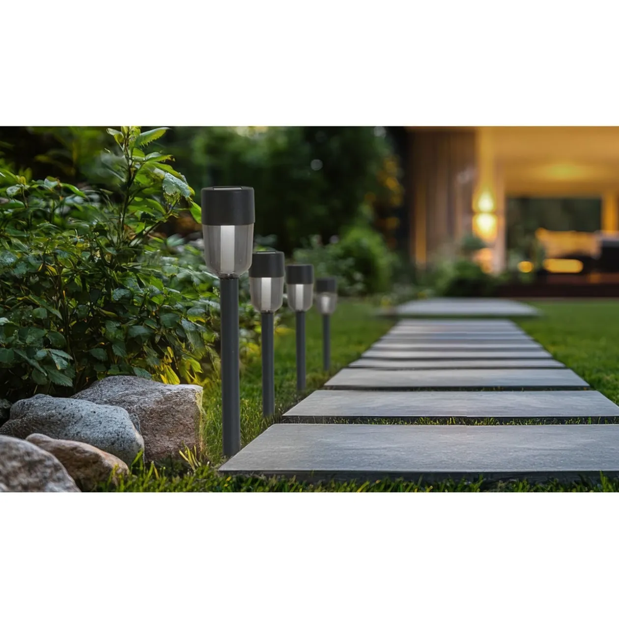 Borne solaire à planter métal gris fumé Ø5xH34cm