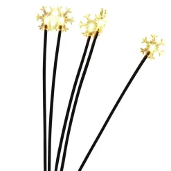 Borne solaire à planter 5 tiges forme flocon de neige LED blanc chaud H70cm
