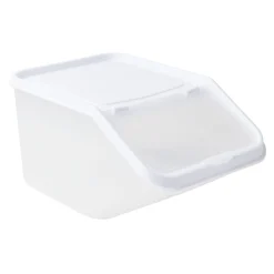 Boîte alimentaire avec couvercle et cuillère plastique blanc 23x13,5xH17,5cm