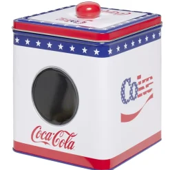 Boîte alimentaire Coca Cola carrée métal avec fenêtre H16cm (2 modèles)