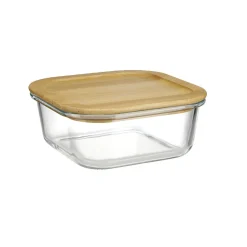 Boîte alimentaire en verre couvercle bambou 800ml