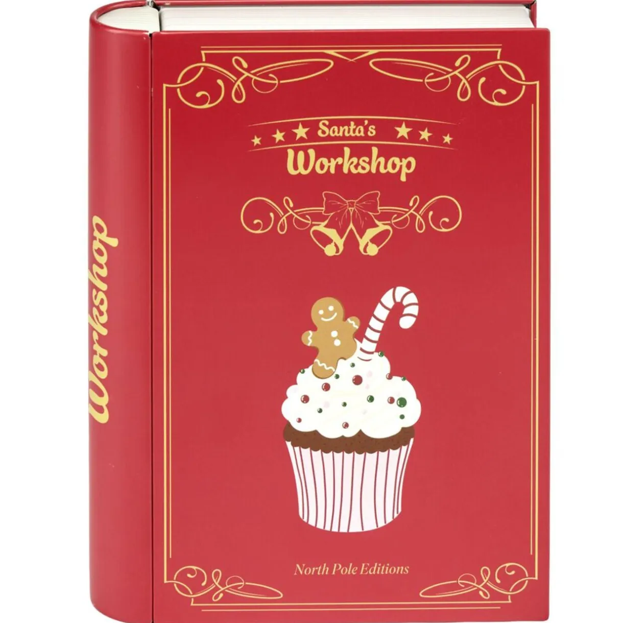 Boîte alimentaire forme livre avec décor Noël métal L19X15XH4 cm rouge < Gifi