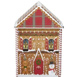 Boîte alimentaire forme maison pain d'épice métal L14X9XH22 cm