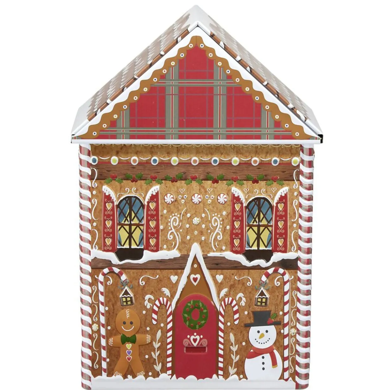 Boîte alimentaire forme maison pain d'épice métal L14X9XH22 cm