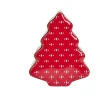 Boîte alimentaire Noël forme sapin métal rouge et doré 18x14,5xH6,5cm