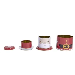 Boîte alimentaire Noël métal 3 compartiments Ø13,5xH26cm (2 modèles)
