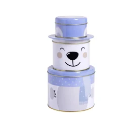 Boîte alimentaire Noël métal 3 compartiments Ø13,5xH26cm (2 modèles)