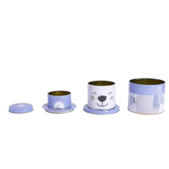 Boîte alimentaire Noël métal 3 compartiments Ø13,5xH26cm (2 modèles)