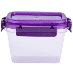 Boîte alimentaire rectangulaire 500ml Fresh System plastique transparent et violet