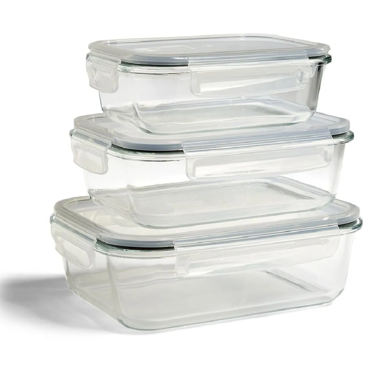 Boîte alimentaire rectangulaire en verre couvercle plastique clips 1,1L < Gifi Best