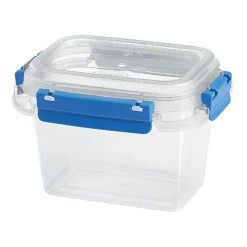 Boîte alimentaire rectangulaire transparente bleu et blanc 0,5L < Gifi Discount