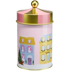Boîte alimentaire ronde avec couvercle forme carrousel avec bouton doré Ø13XH10 cm