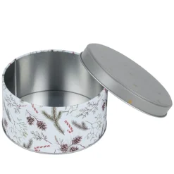Boîte alimentaire ronde avec couvercle imprimé Noël métal Ø19XH9 cm