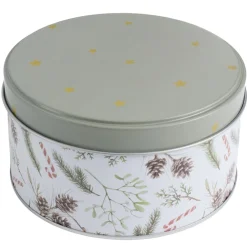 Boîte alimentaire ronde avec couvercle imprimé Noël métal Ø19XH9 cm