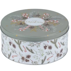 Boîte alimentaire ronde avec couvercle imprimé Noël métal Ø19XH9 cm
