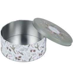 Boîte alimentaire ronde avec couvercle imprimé Noël métal Ø19XH9 cm