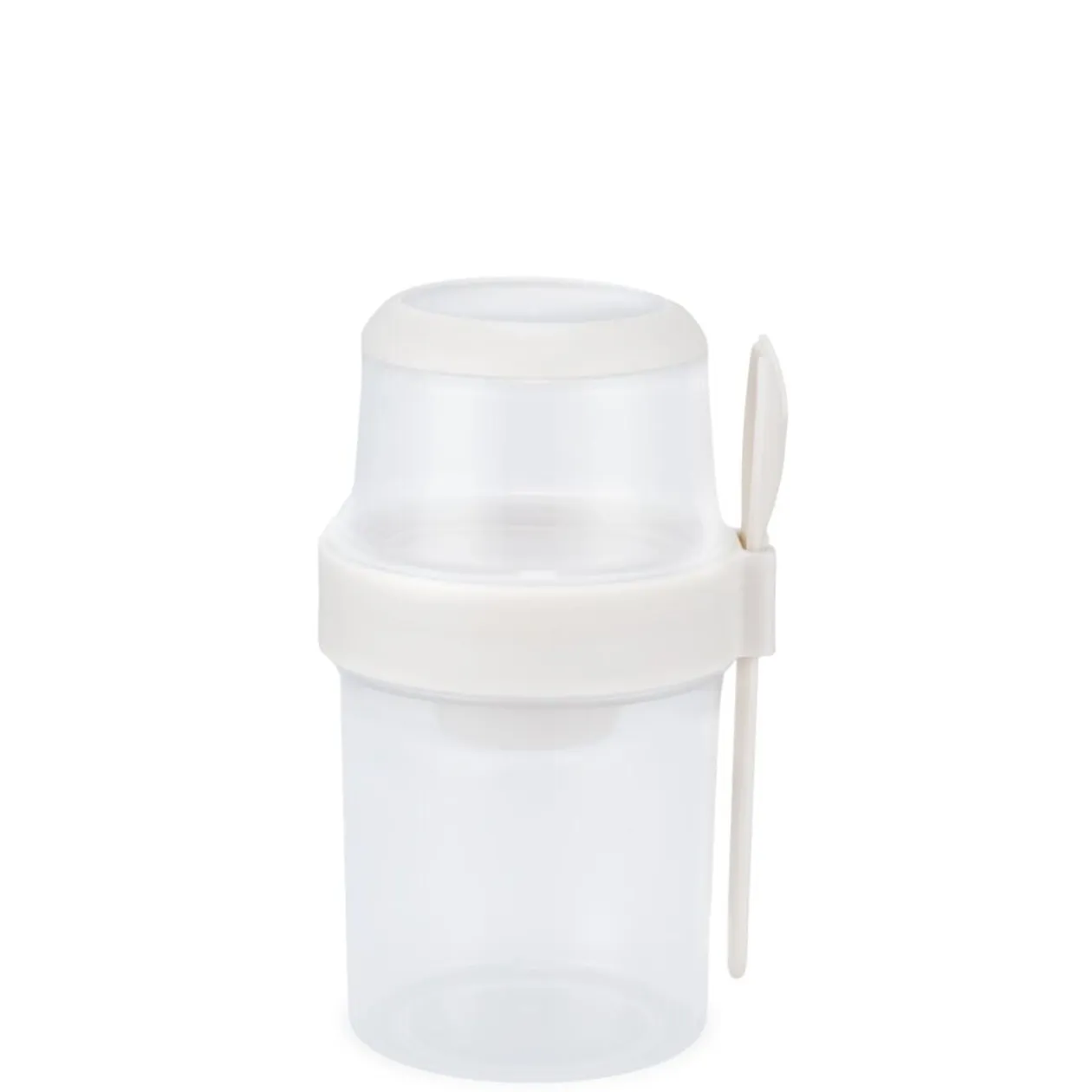 Boîte alimentaire ronde 530ml avec cuillère et compartiment plastique Ø11xH18cm (2 modèles)