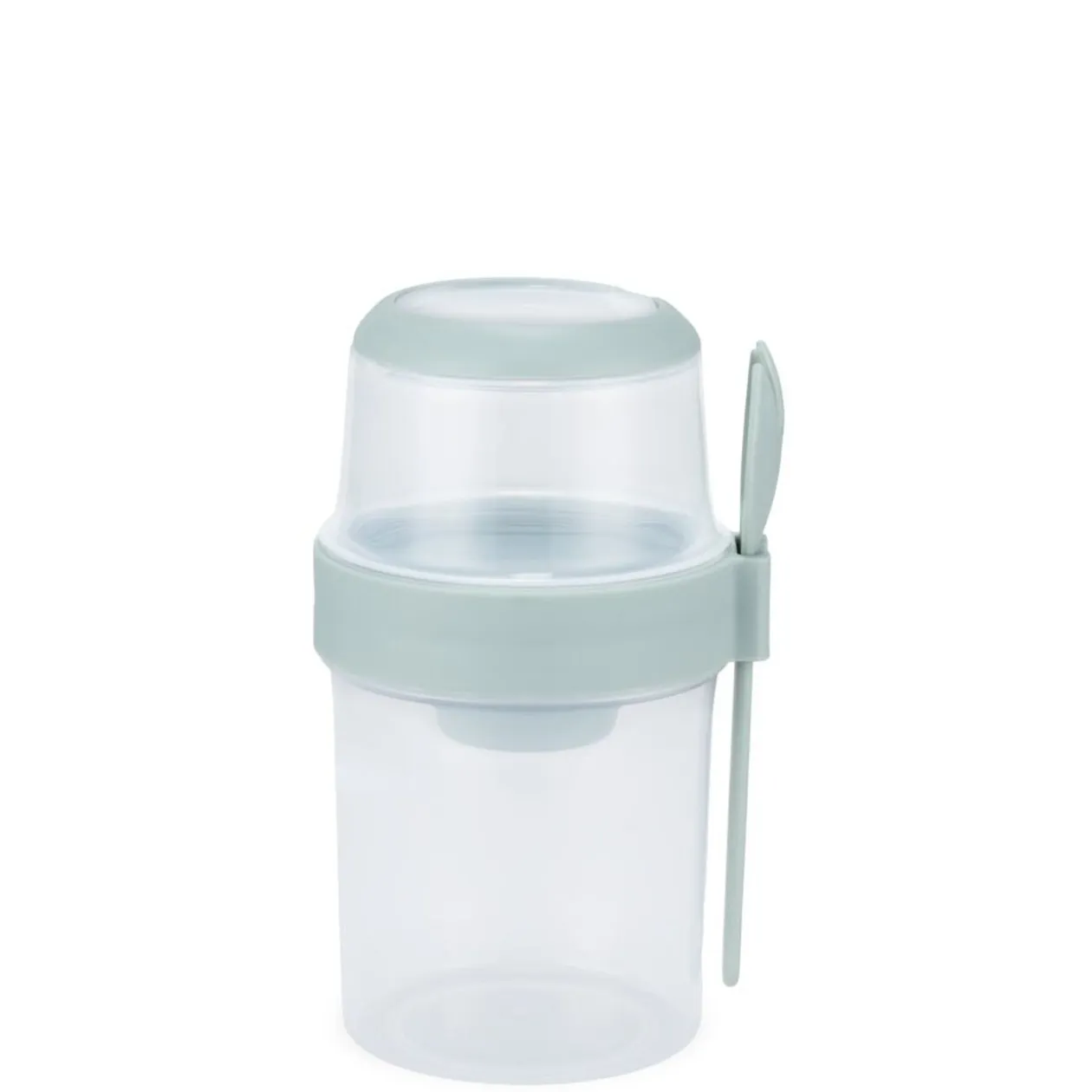 Boîte alimentaire ronde 530ml avec cuillère et compartiment plastique Ø11xH18cm (2 modèles)