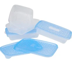 Boîte alimentaire Take away 1 L transparente et bleue x4 < Gifi