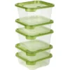 Boîte alimentaire transparente et verte x5