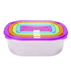 Boîte alimentaire x5 emboîtable plastique couvercle multicolore 27x19xH9,5cm < Gifi Clearance
