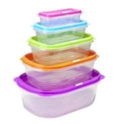 Boîte alimentaire x5 emboîtable plastique couvercle multicolore 27x19xH9,5cm < Gifi Clearance