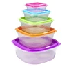 Boîte alimentaire x5 emboîtable plastique couvercle multicolore 25x25xH10,5cm