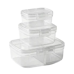 Boîte alimentaire x3 Snapbox 4 compartiments plastique transparent 1,4/0,9/1,8L