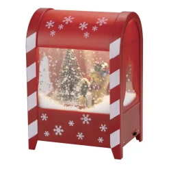 Boîte aux lettres animée intérieur Père Noël et sapin avec neige 13x9,5xH19cm