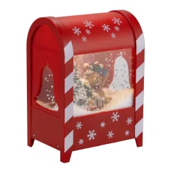 Boîte aux lettres animée intérieur Père Noël et sapin avec neige 13x9,5xH19cm