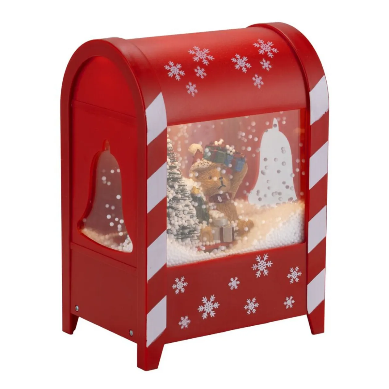Boîte aux lettres animée intérieur Père Noël et sapin avec neige 13x9,5xH19cm