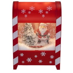 Boîte aux lettres animée intérieur Père Noël et sapin avec neige 13x9,5xH19cm