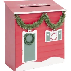 Boîte aux lettres Noël décorative métal rouge traditionnel 10xH25cm