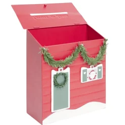 Boîte aux lettres Noël décorative métal rouge traditionnel 10xH25cm