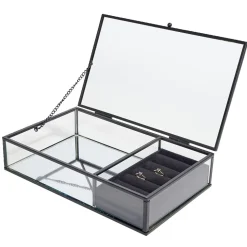 Boîte à bijoux métal et verre 23x14,5xH5cm (2 modèles doré ou noir) < Gifi Best