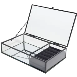 Boîte à bijoux métal et verre 23x14,5xH5cm (2 modèles doré ou noir) < Gifi Best