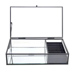 Boîte à bijoux métal et verre 23x14,5xH5cm (2 modèles doré ou noir) < Gifi Best
