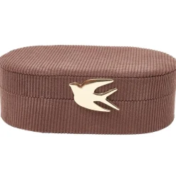 Boîte à bijoux ovale velours fermoir métal doré hirondelle 22x13xH6,5cm (2 modèles) < Gifi Hot